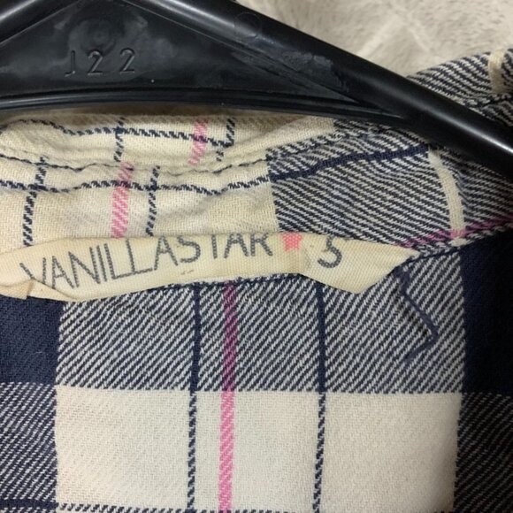 Vanilla Star Womens S Flannel Shirt Blue Plaid Long Sleeve Button Front Western - Picture 5 of 16